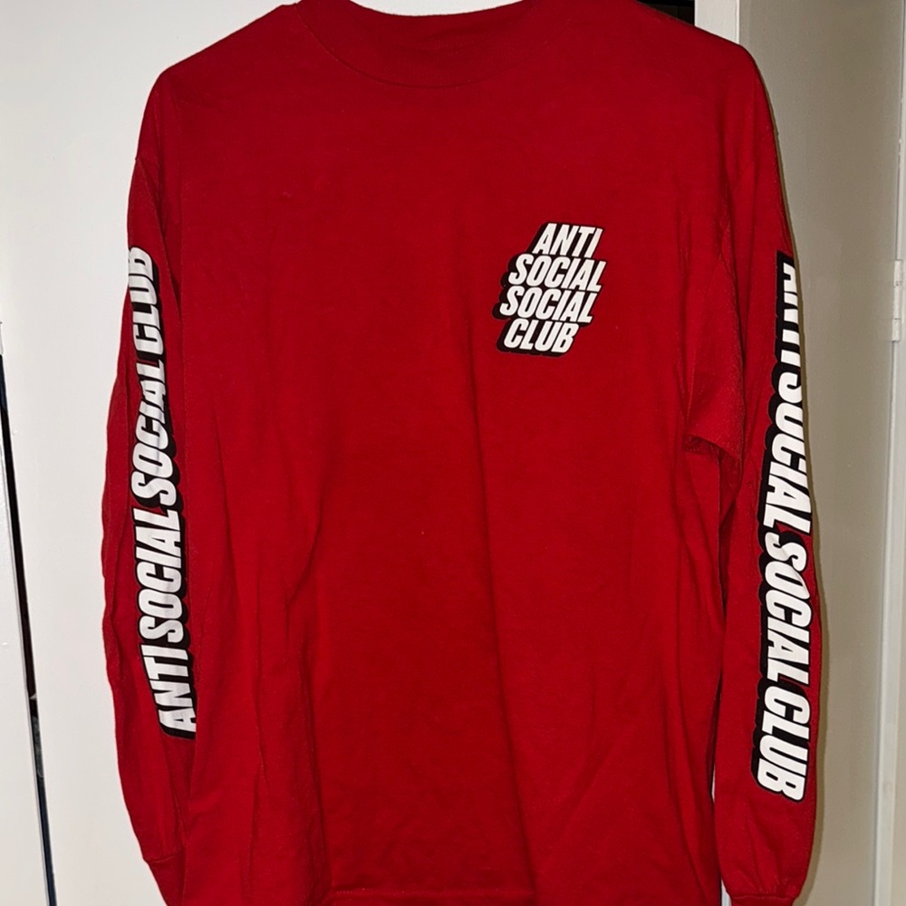 Anti Social Social Club Red Long Sleeve Tee with Bold Graphics